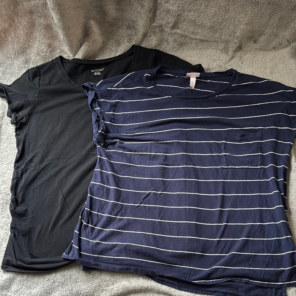 Black and Navy Striped T-Shirts
